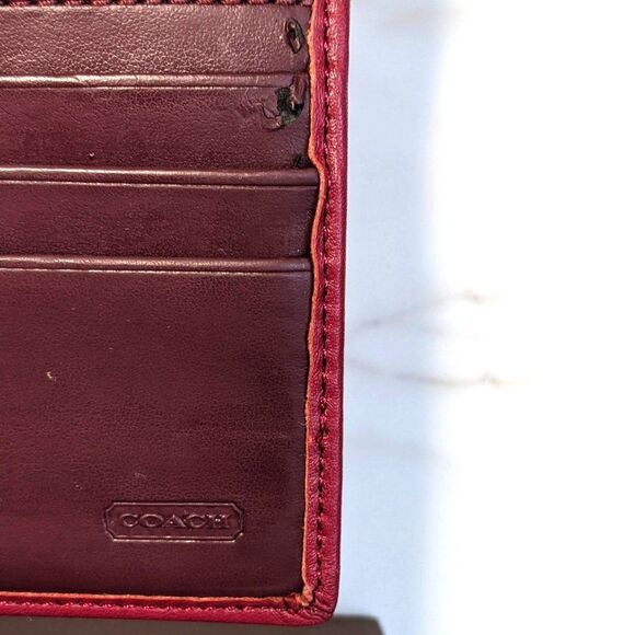 Coach Burgundy Signature Large Fold Wallet - Picture 13 of 16